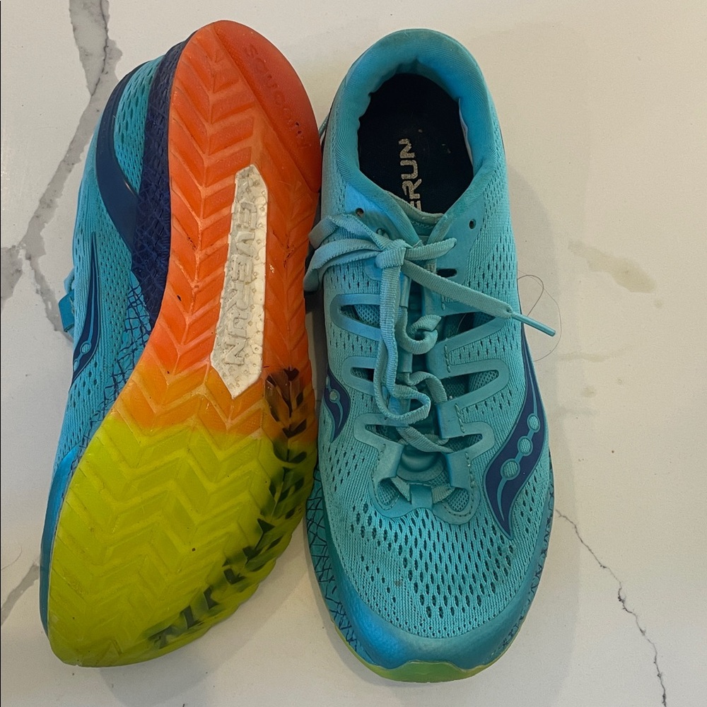 Saucony Women's Freedom Iso Everun Running Shoes S10355-3 Blue Citron—wore 1x